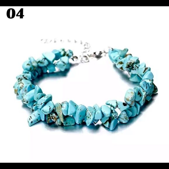 🍄🍄BOHO DOUBLE STRAND NATURAL STONE BRACELET - Picture 1 of 5